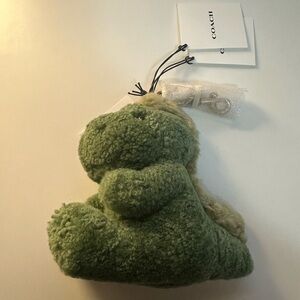 Coach Green Plush Dinosaur Keychain